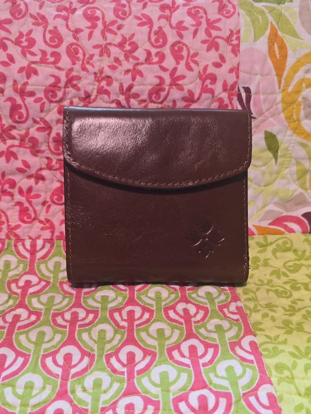 Patricia Nash Dark Brown Leather Compact Wallet